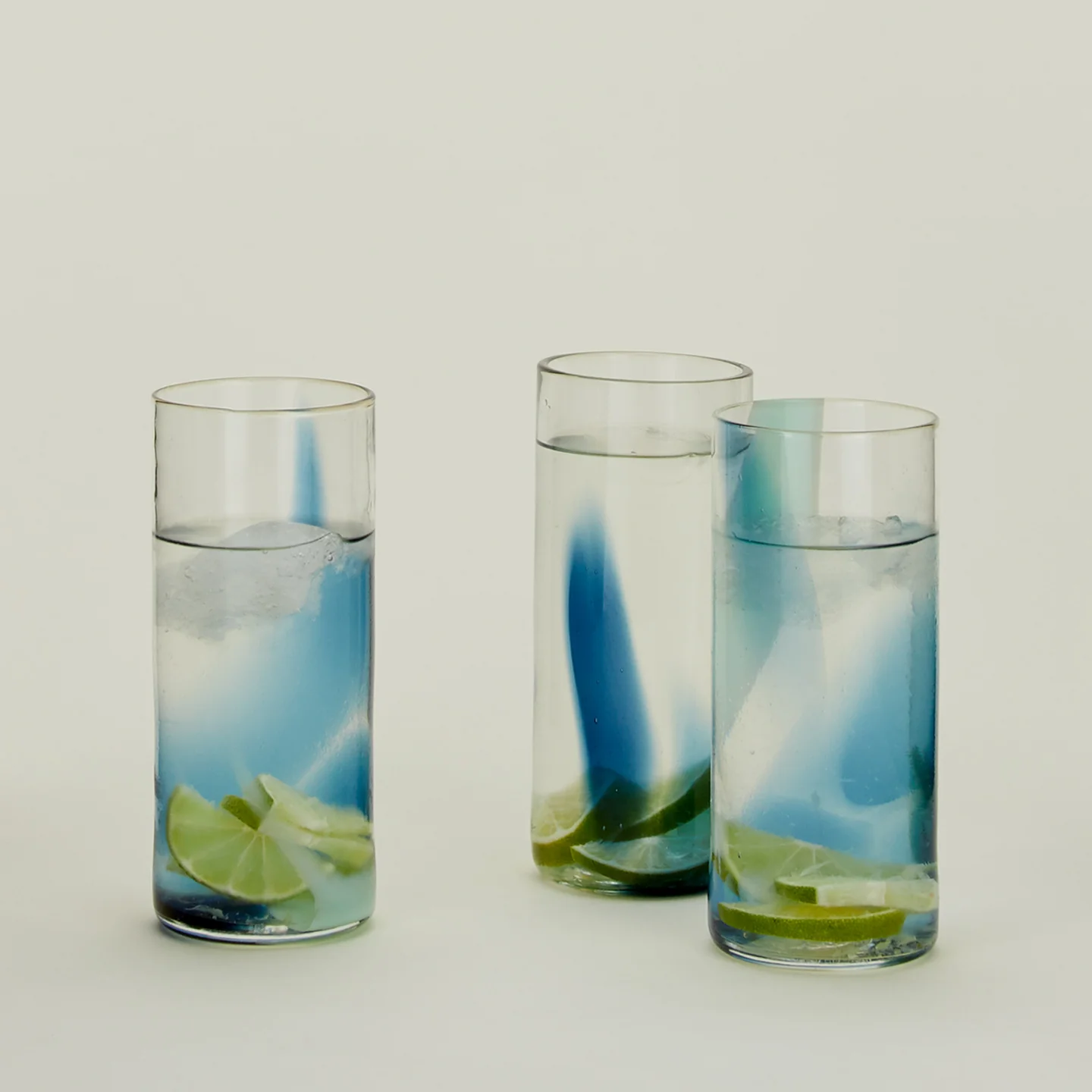 Hand Blown Highball - Peacock/Sky