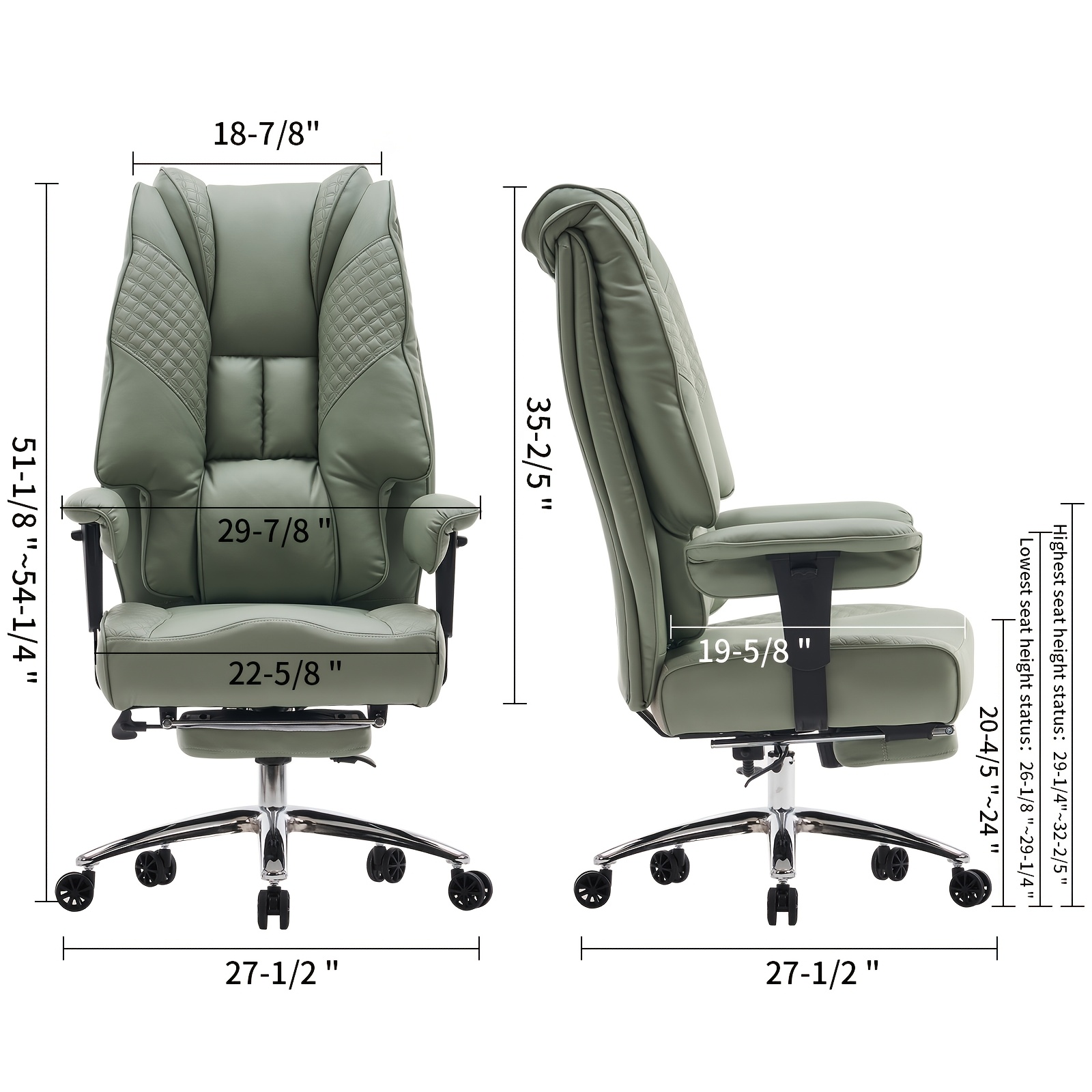 Efomao office chair, 400-pound weight capacity, enlarged and thickened office chair, PU leather computer chair, high-end office chair with footrest and lumbar support, pink office chair