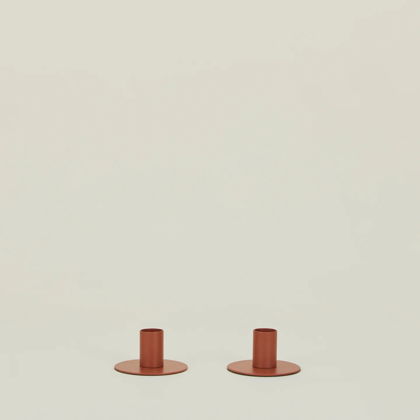 Essential Metal Candle Holders, Set of 2 - Terracotta