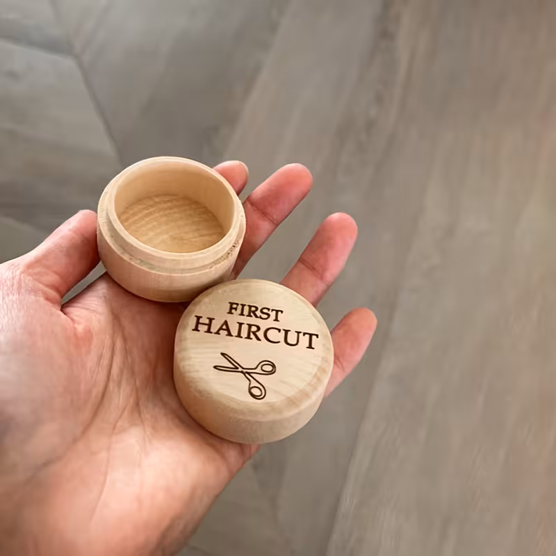 🌳👶Natural Wood Fetal Hair Keepsake Box | Baby First Hair & Memory Shadow Box