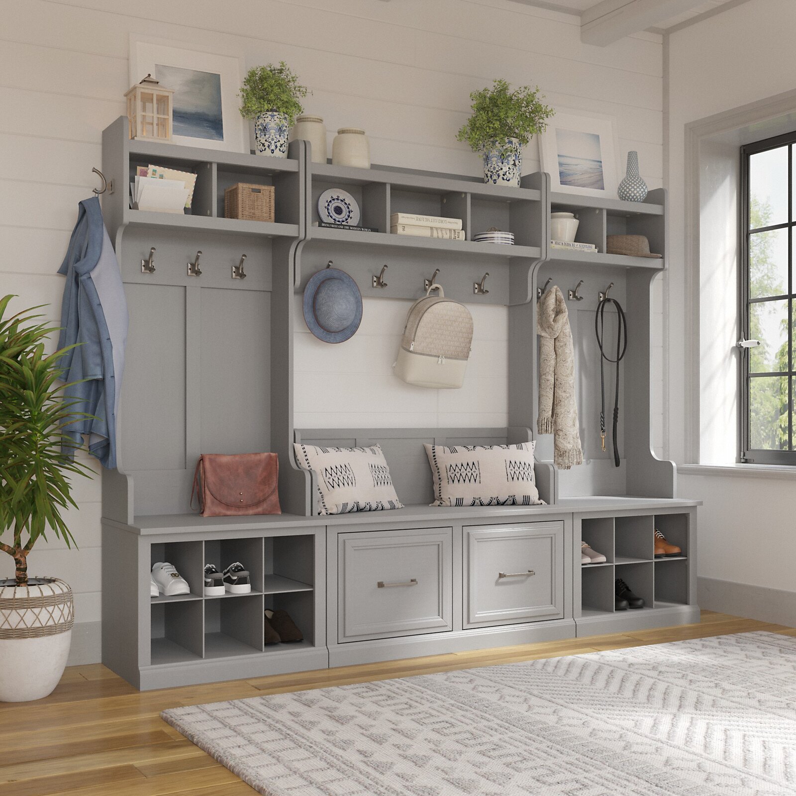 Woodland 88.23'' Wide Hall Tree with Bench and Shoe Storage