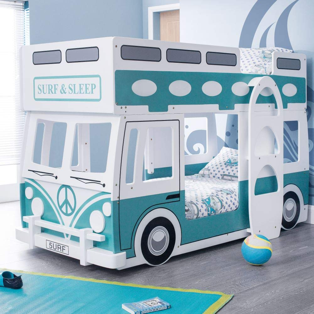 Wooden Kids Theme Bunk, Campervan Bunk Bed - 3ft Single with 2 Pocket Sprung Mattresses