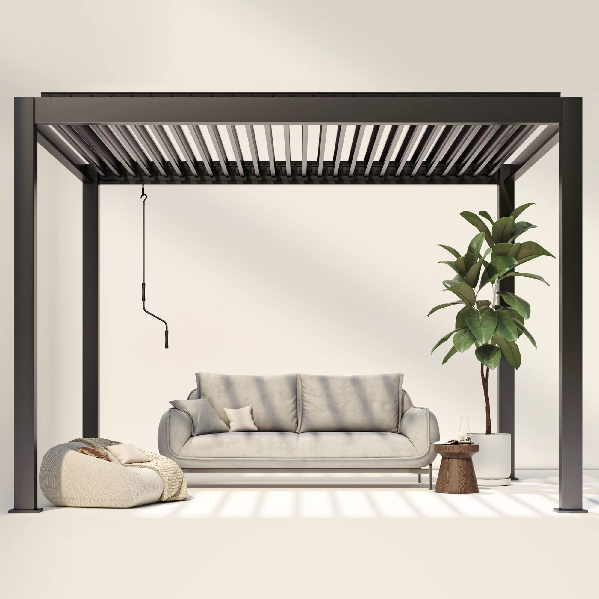 【BS】10'x10' NO Corrosion Louvered Pergola, High Strength Gazebo for Yard