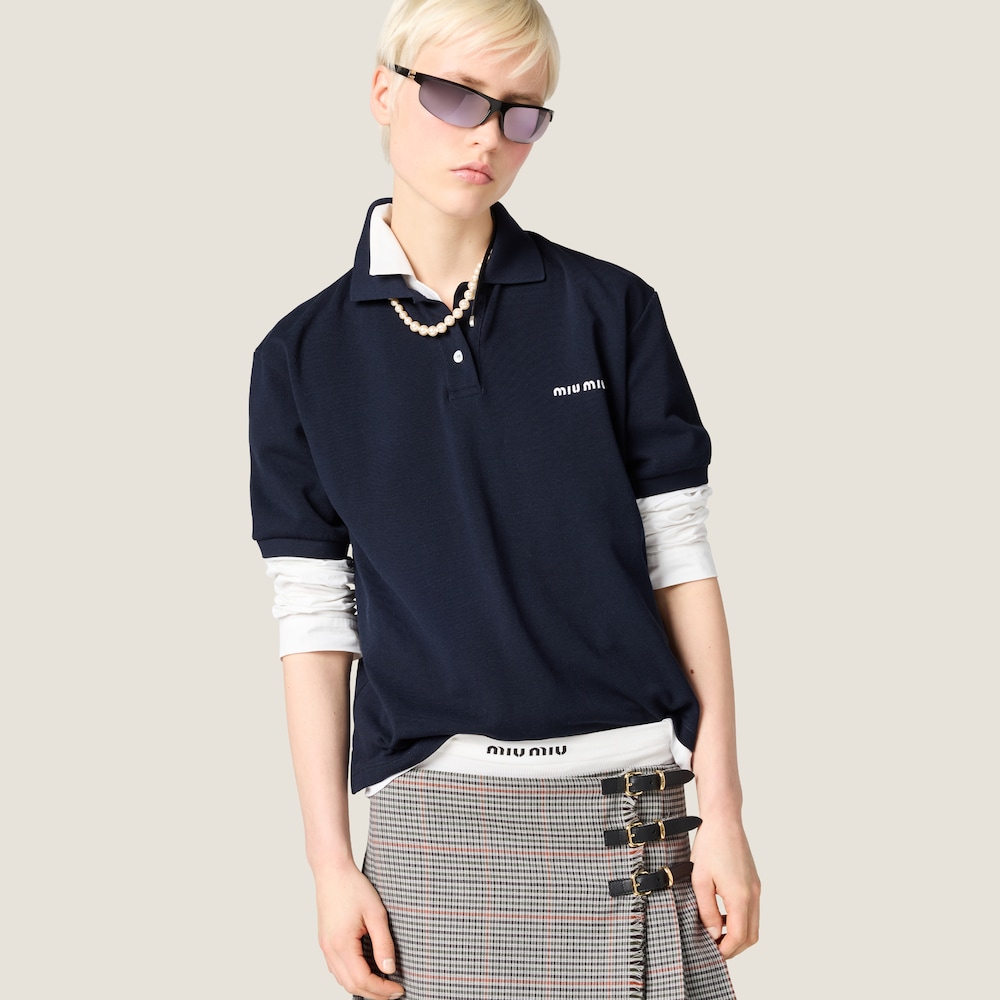 Piqué and jersey polo shirt