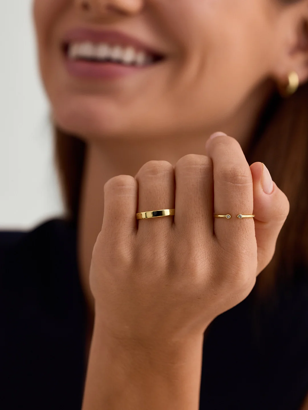 Slim Crystal Open Ring