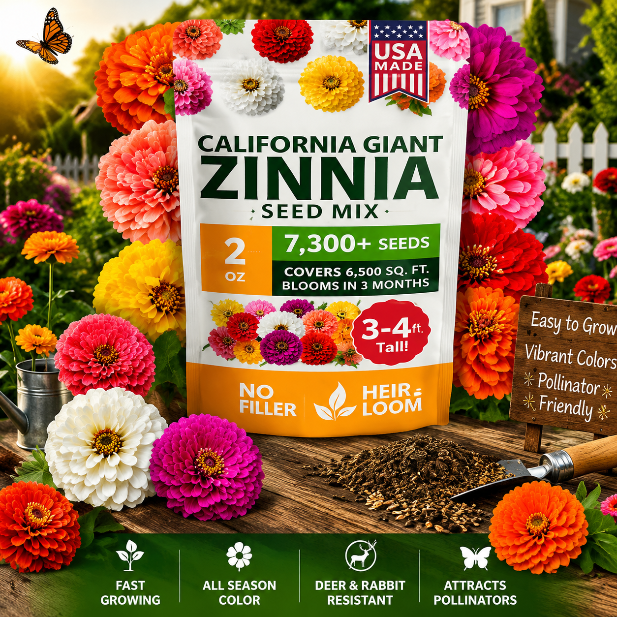 ⚡50K+ SOLD!💖Zinnia Seeds - Pure Seeds - No Filler - USA Heirloom Flower Seeds