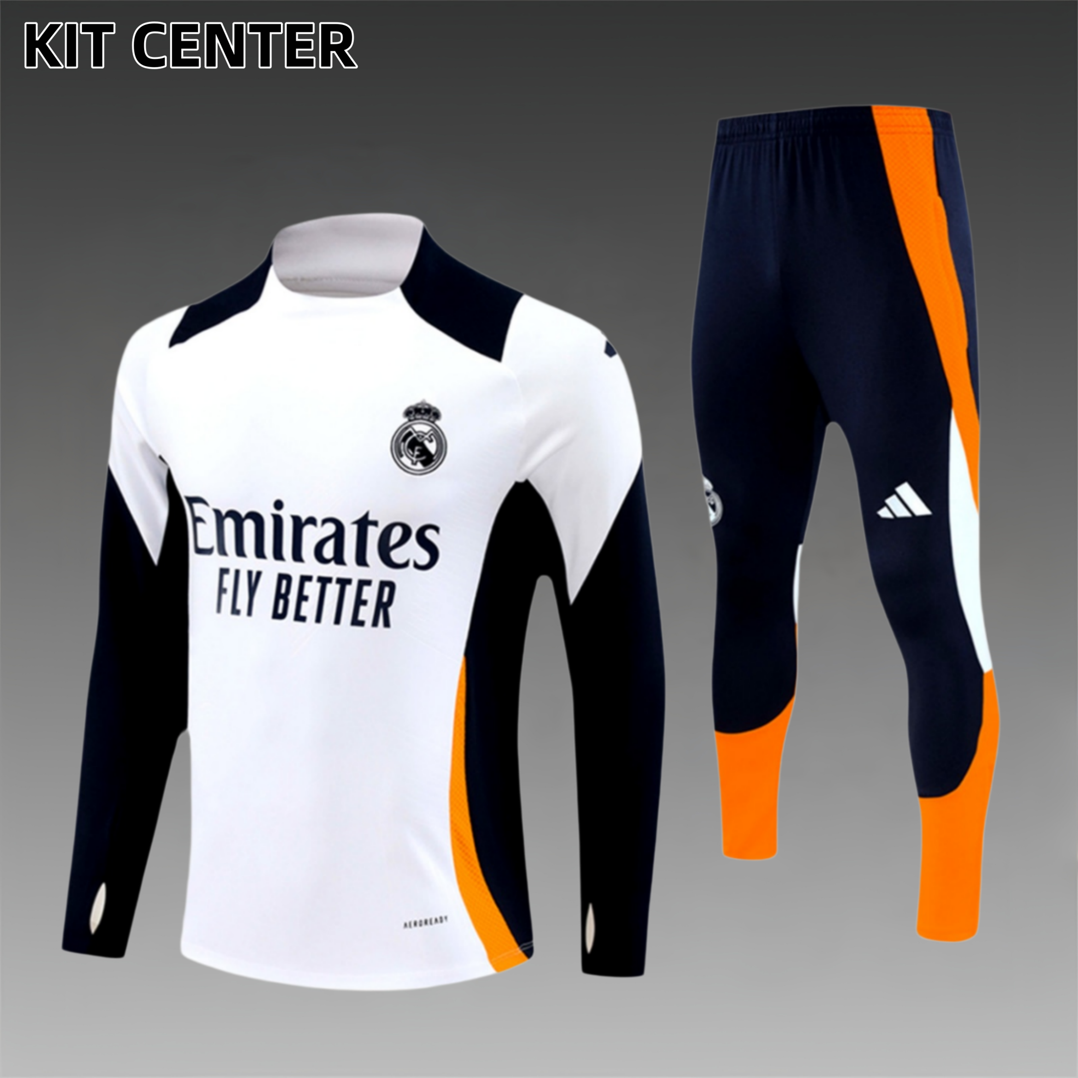 2024/2025 Real Madrid White Adult Half Zip Training Kit (Adult Kit)