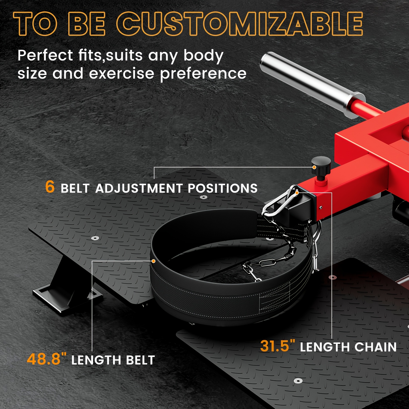 Weight-bearing belt squat machine, strength training leg equipment, Hack Squat machine with weightlifting belt - 4 adjustable positions, 800 lbs load capacity