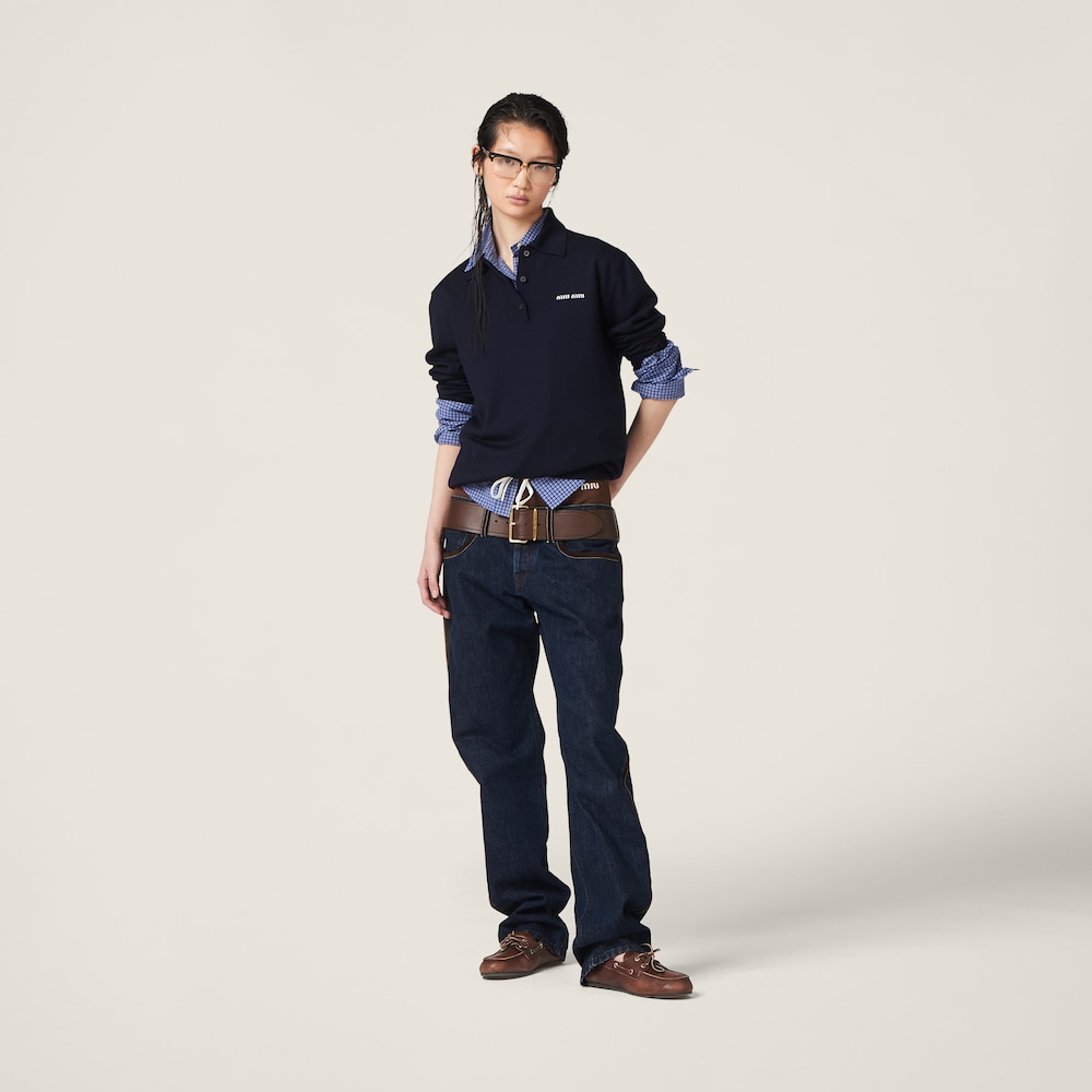 Wool knit polo shirt