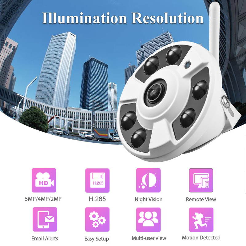 Gadinan Metal Wifi 1.7mm Fisheye Lens Video Surveillance CCTV Security Audio Panoramic 180 Degree Motion Detection Home IP Camera