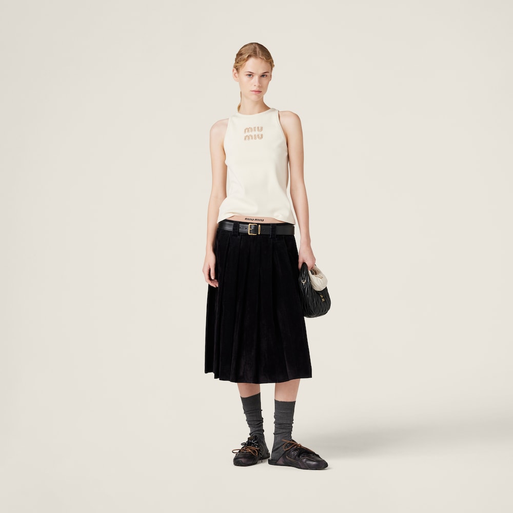 Ribbed jersey top with embroidered logo