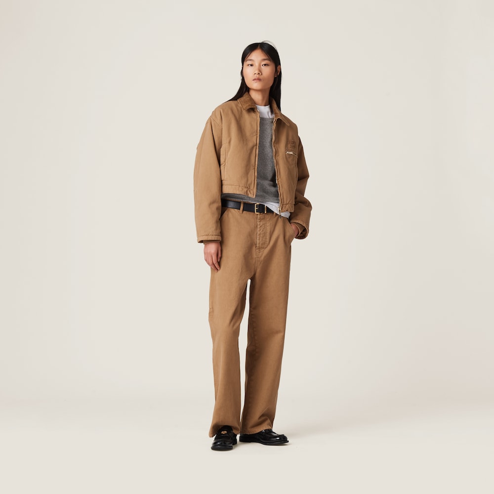 Garment-dyed gabardine pants