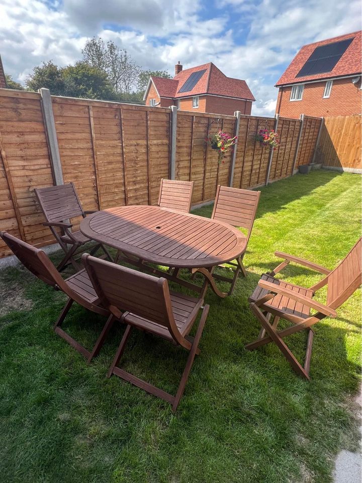 Six seater garden table and chairs