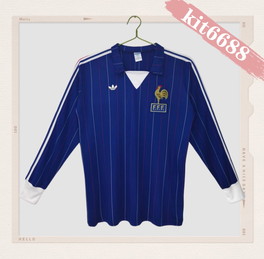 80/82 France home  Retro long Football Shirt