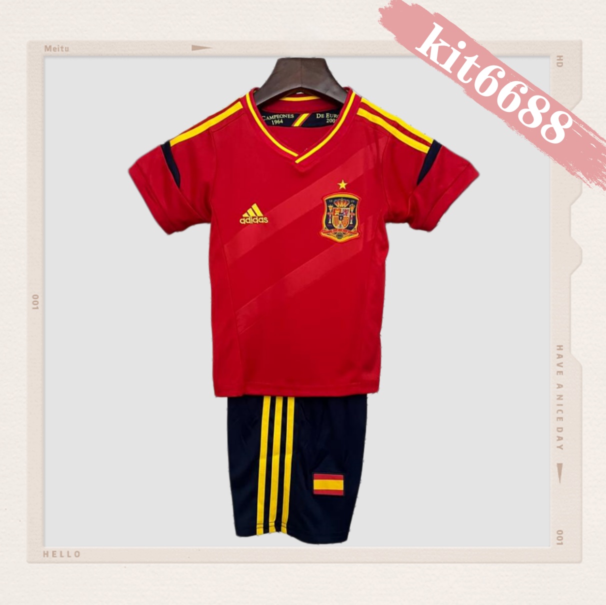 2012 Spain home Retro Football Shirt  Kids Kit