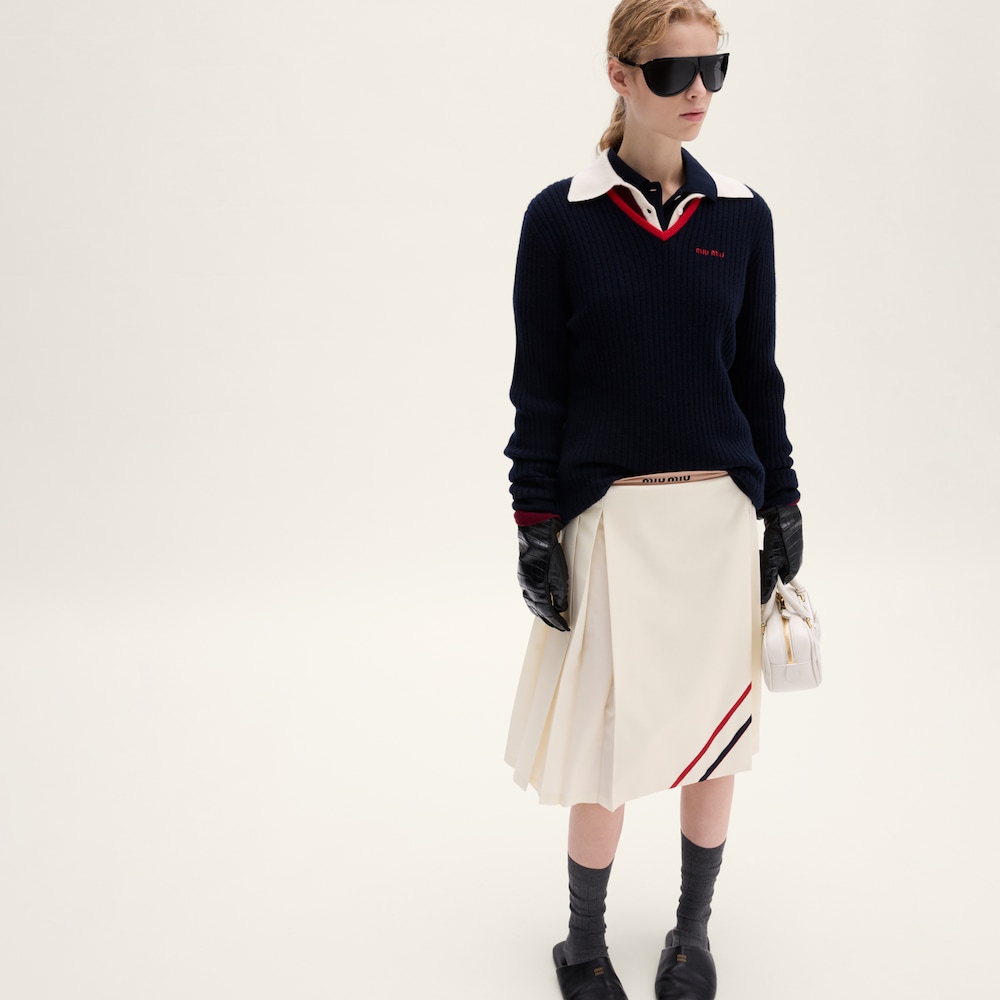 Pleated mohair fabric skirt