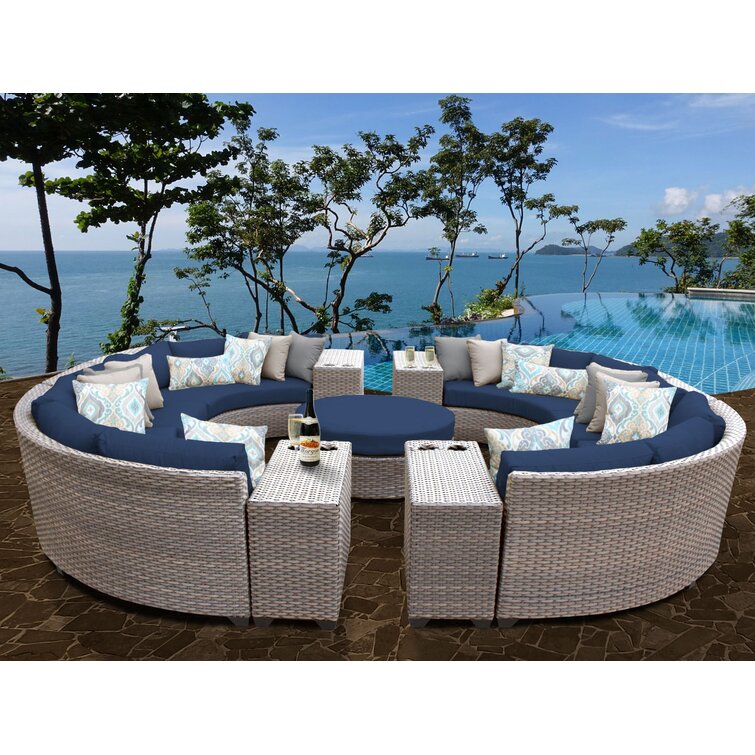 Merlyn High-Density Polyethylene (HDPE) Wicker 10 - Person Seating Group with Cushions