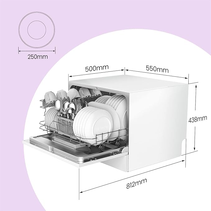 COMFEE' Countertop Dishwasher, Energy Star Portable Dishwasher, 6 Place Settings & 8 Washing