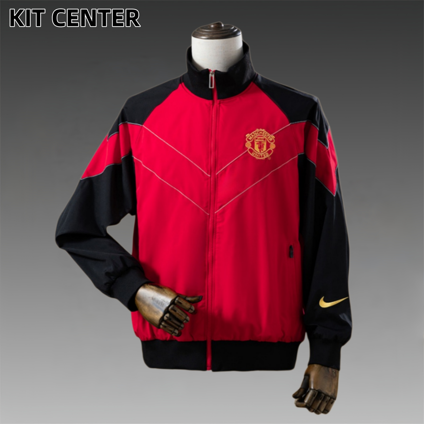 06/07 Manchester United Retro Windbreaker - Black & Red