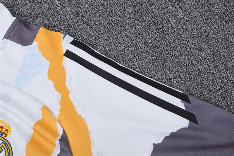 2024/2025 Real Madrid yellow and white adult half-zip training suit (Adult Kit)