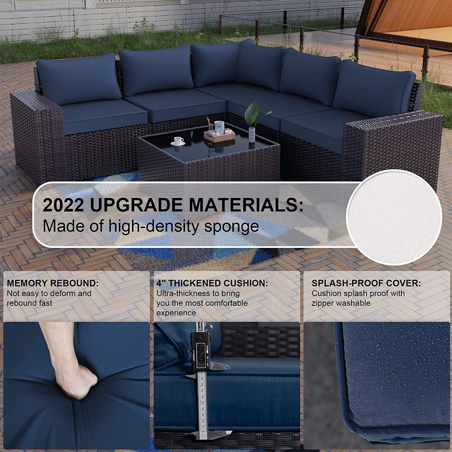 Outdoor Patio Furniture Set 12 Pcs Sectional Rattan Sofa Set Brown PE Wicker Patio Conversation Set