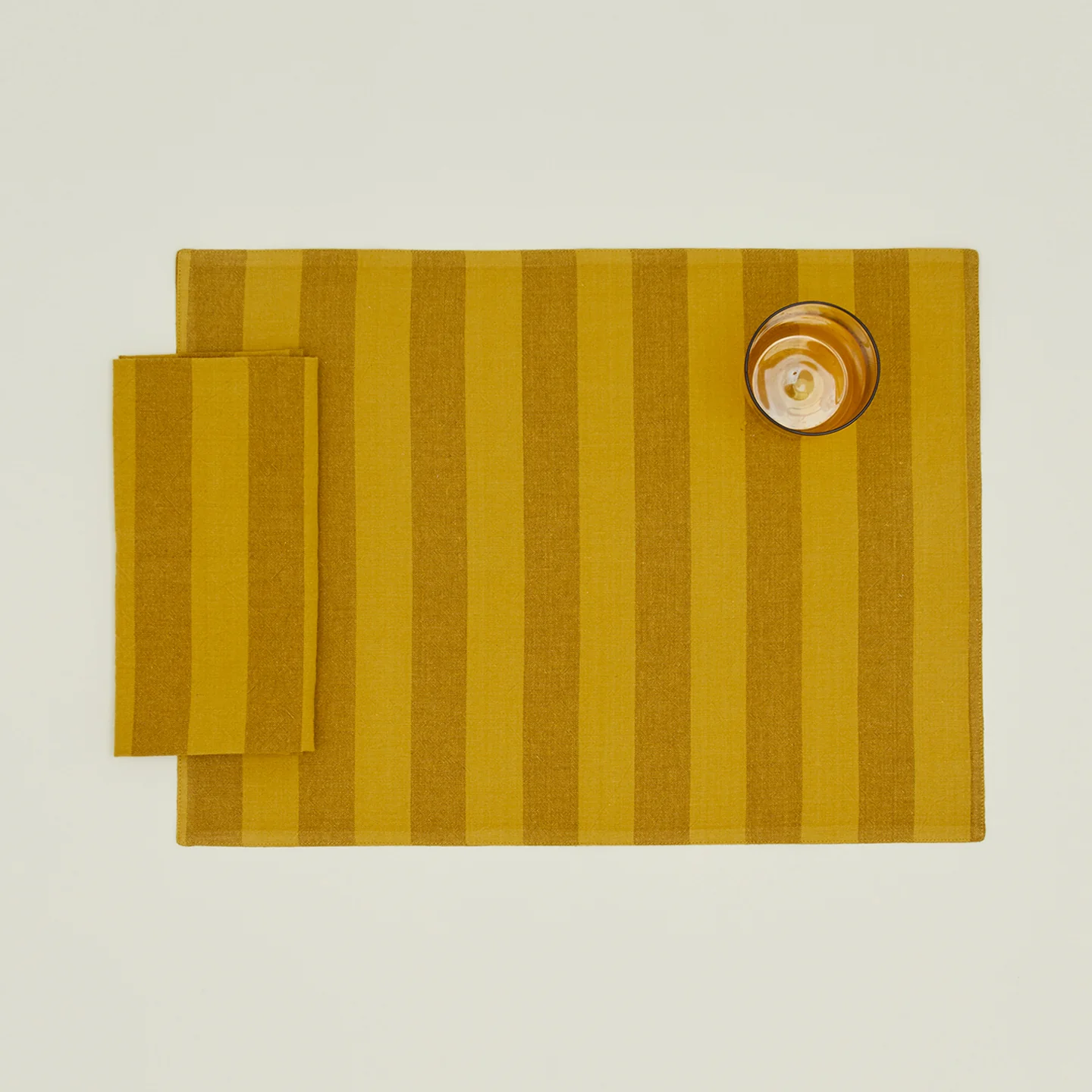 Essential Striped Placemat, Set of 4 - Mustard/Bronze