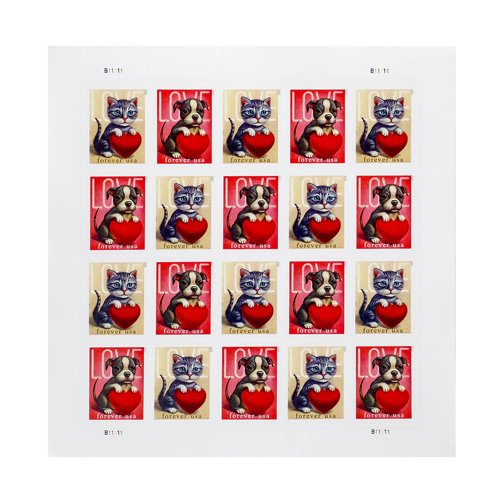 2023 First-Class Forever Stamps - Love: Kitten & Puppy