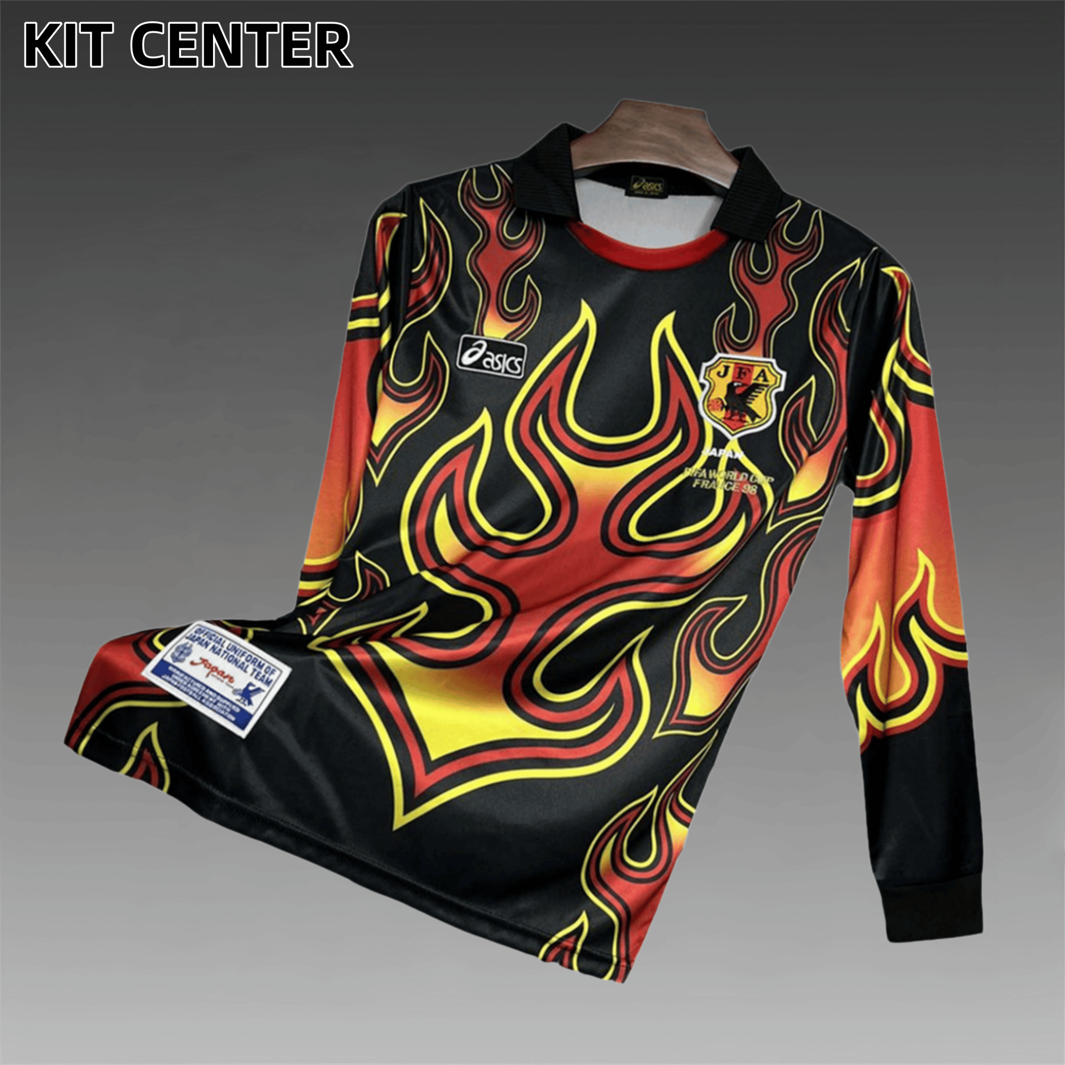 1998 Japan Goalkeeper Flame Retro Long Sleeve Football Shirt (Fan Edition)