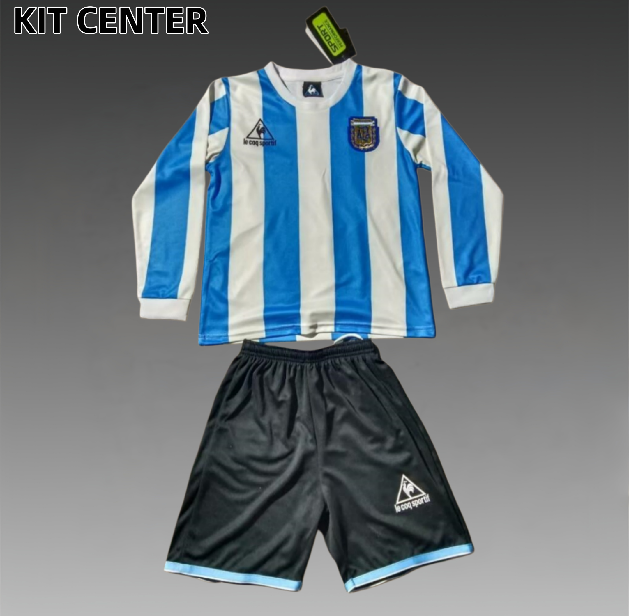 1998 Argentina home Retro long sleeves Football Shirt ( Kids Kit )