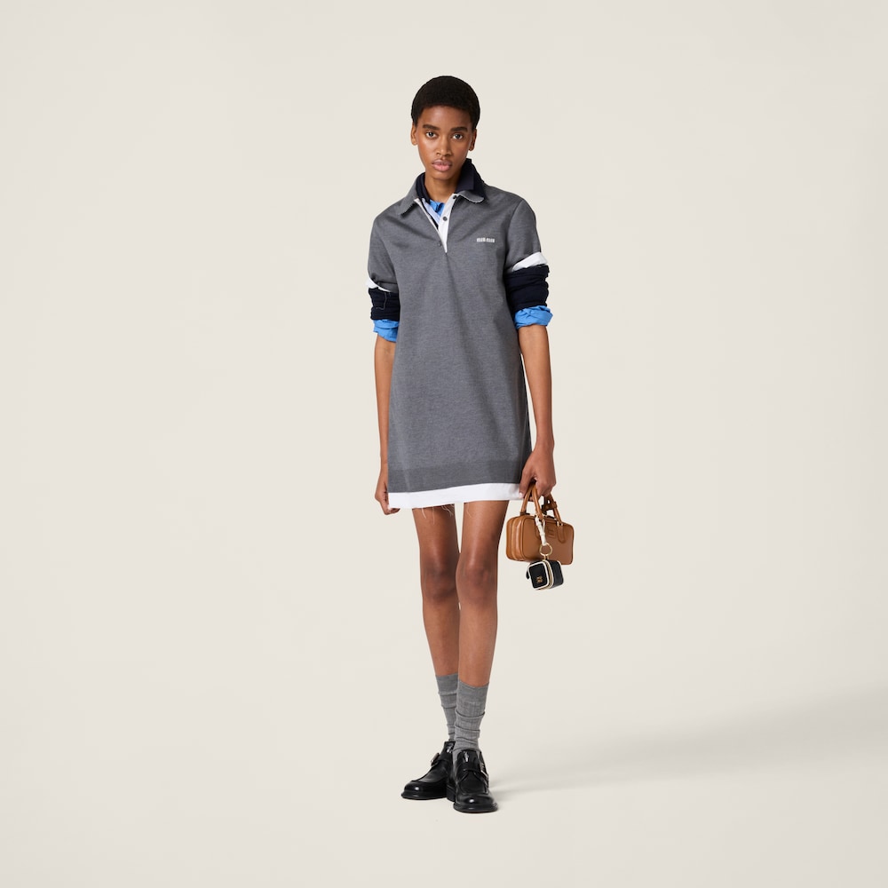 Knit and poplin mini-dress