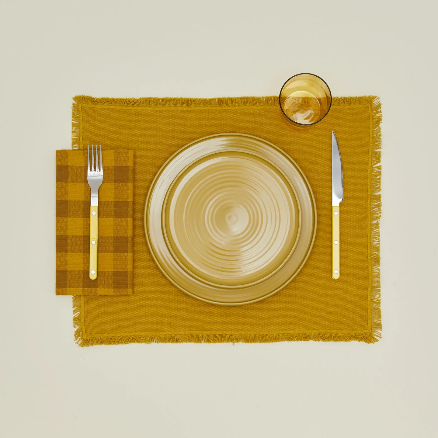 Essential Gingham Dinner Napkin, Set of 4 - Mustard/Bronze