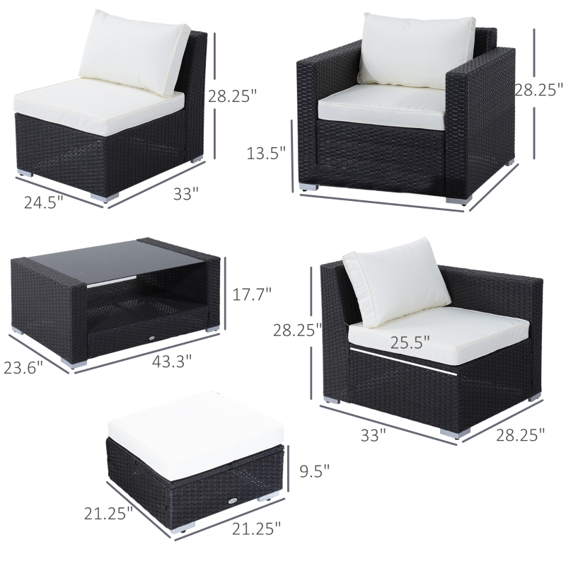 7Pc Rattan Set Outdoor Patio Furniture Sofa Table Sectional Wicker
