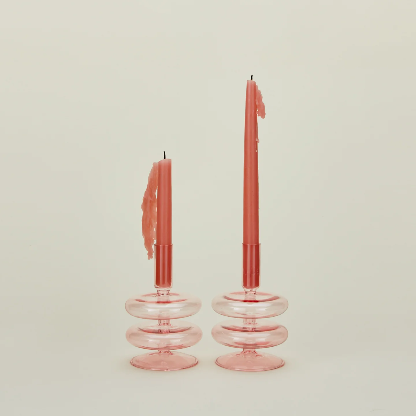 Disk Candle Holder, Set of 2 - Pink