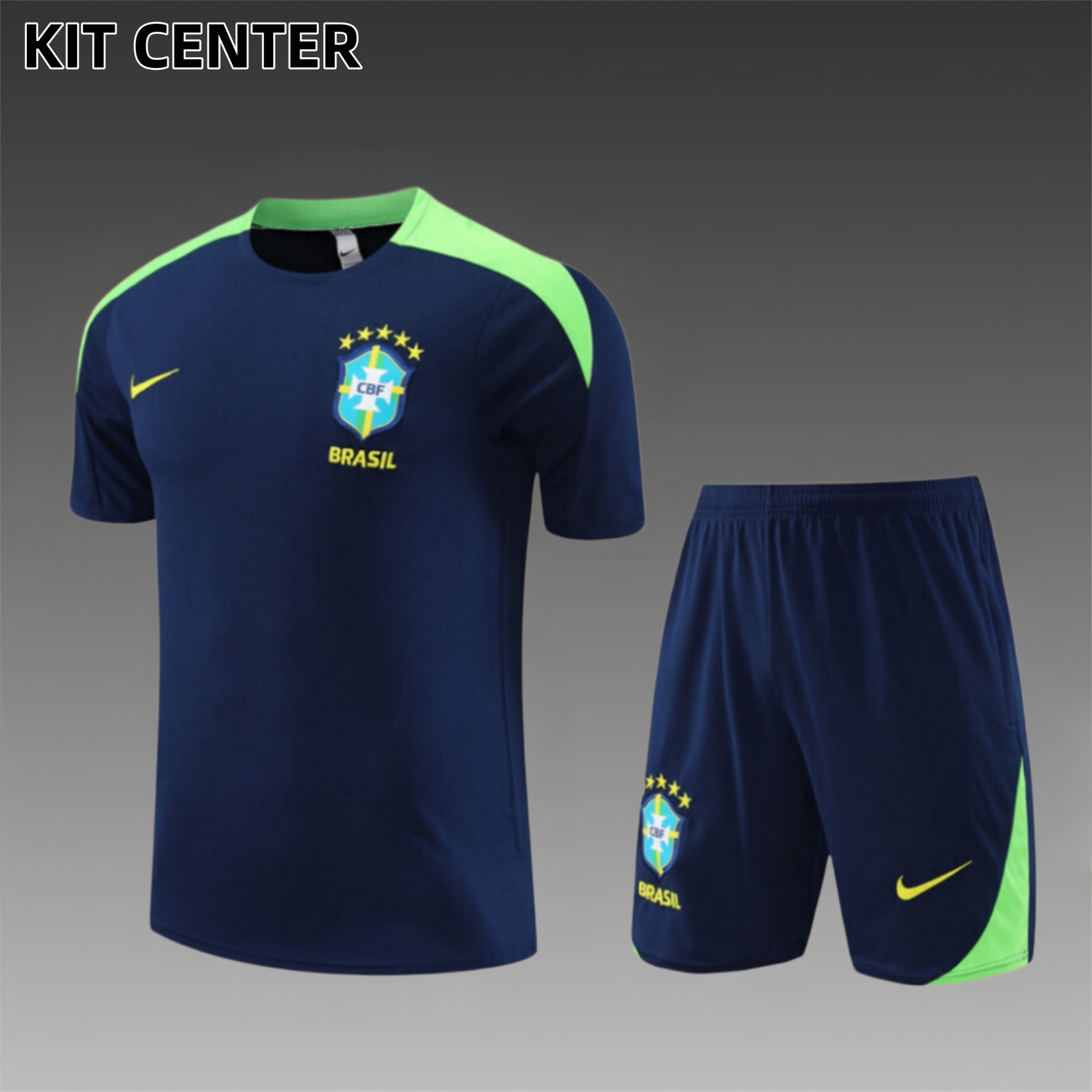 2024/2025 Brazil royal blue Adult & Kids Short Sleeve Training Suit (Adult & Kids  Kit)