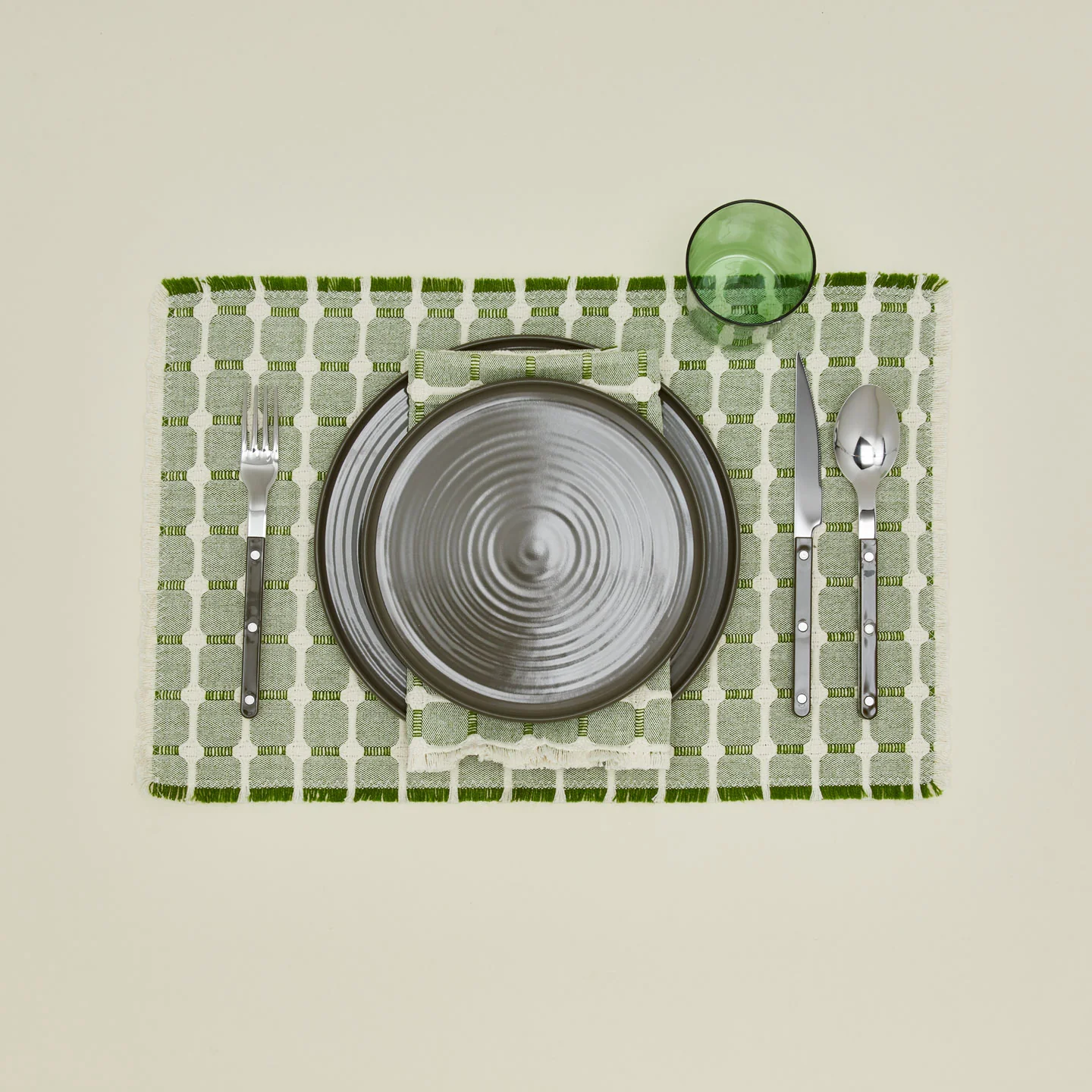 Hopsack Fringed Placemat, Set of 4 - Leaf