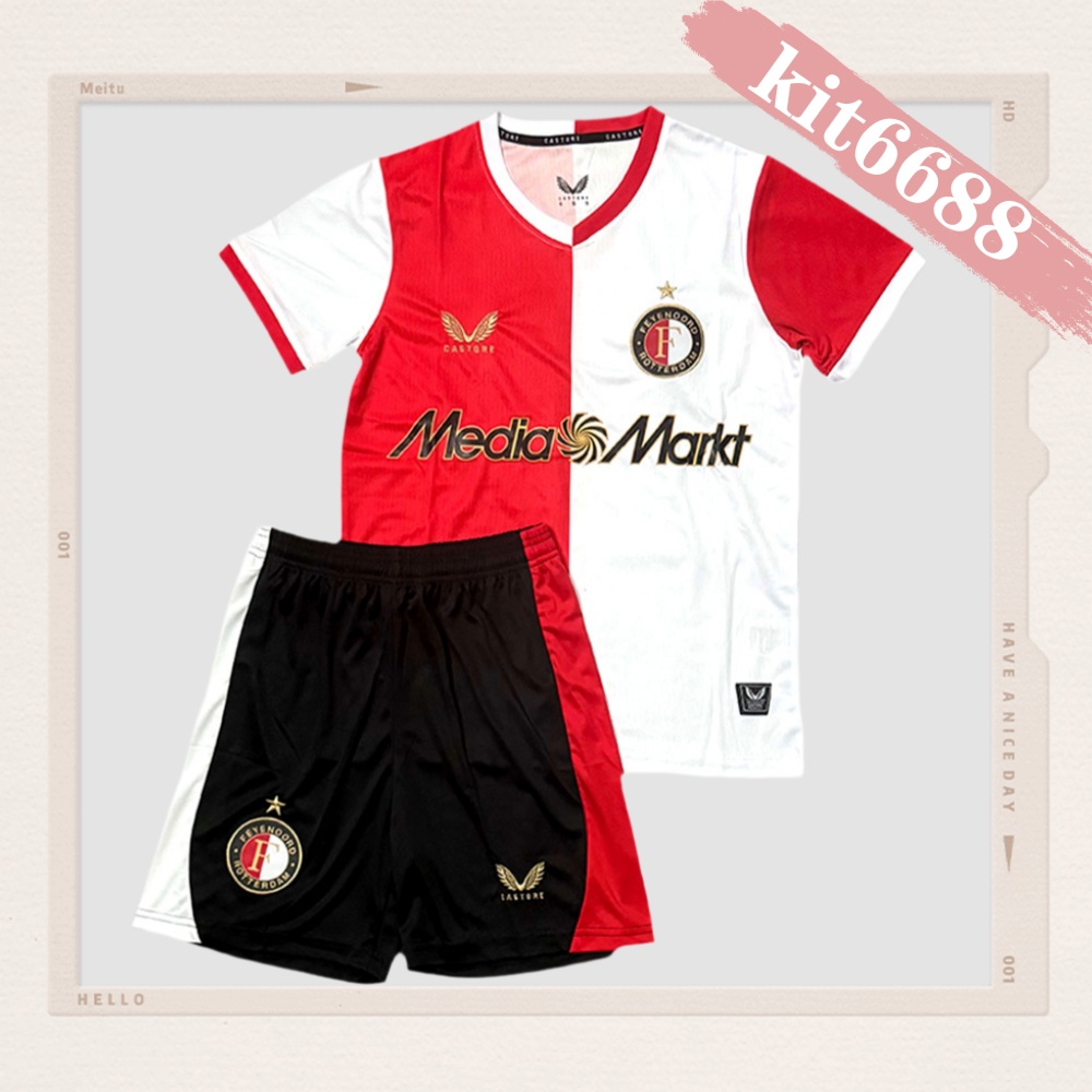 2025/2026 Feyenoord Home Football Shirt（Kids Kit socks ）