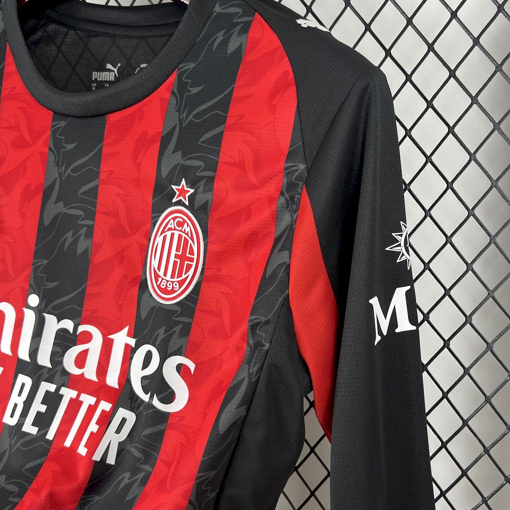 2025/2026 AC Milan Home Long Sleeve Football Shirt (Fan Edition)