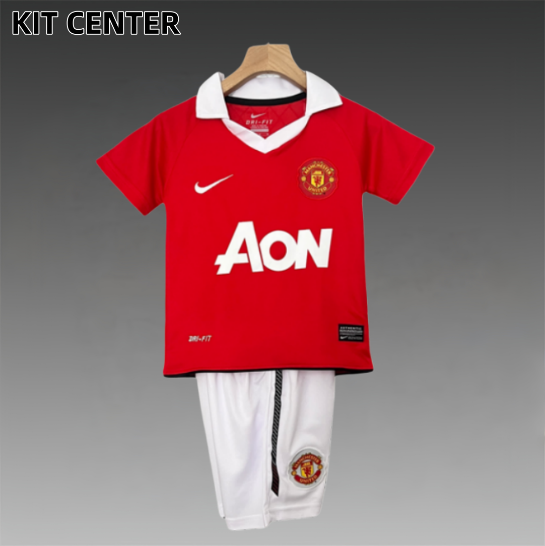 10/11 Manchester United home ground Retro Football Soccer Kids Kit