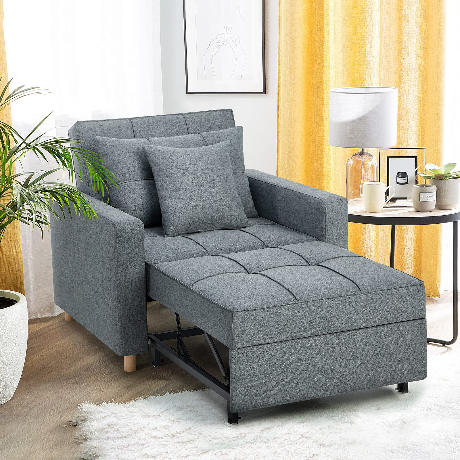 3-in-1 Sofa Bed Chair, Convertible Sleeper Chair Bed, Adjust Backrest Into A Sofa, Lounger Chair