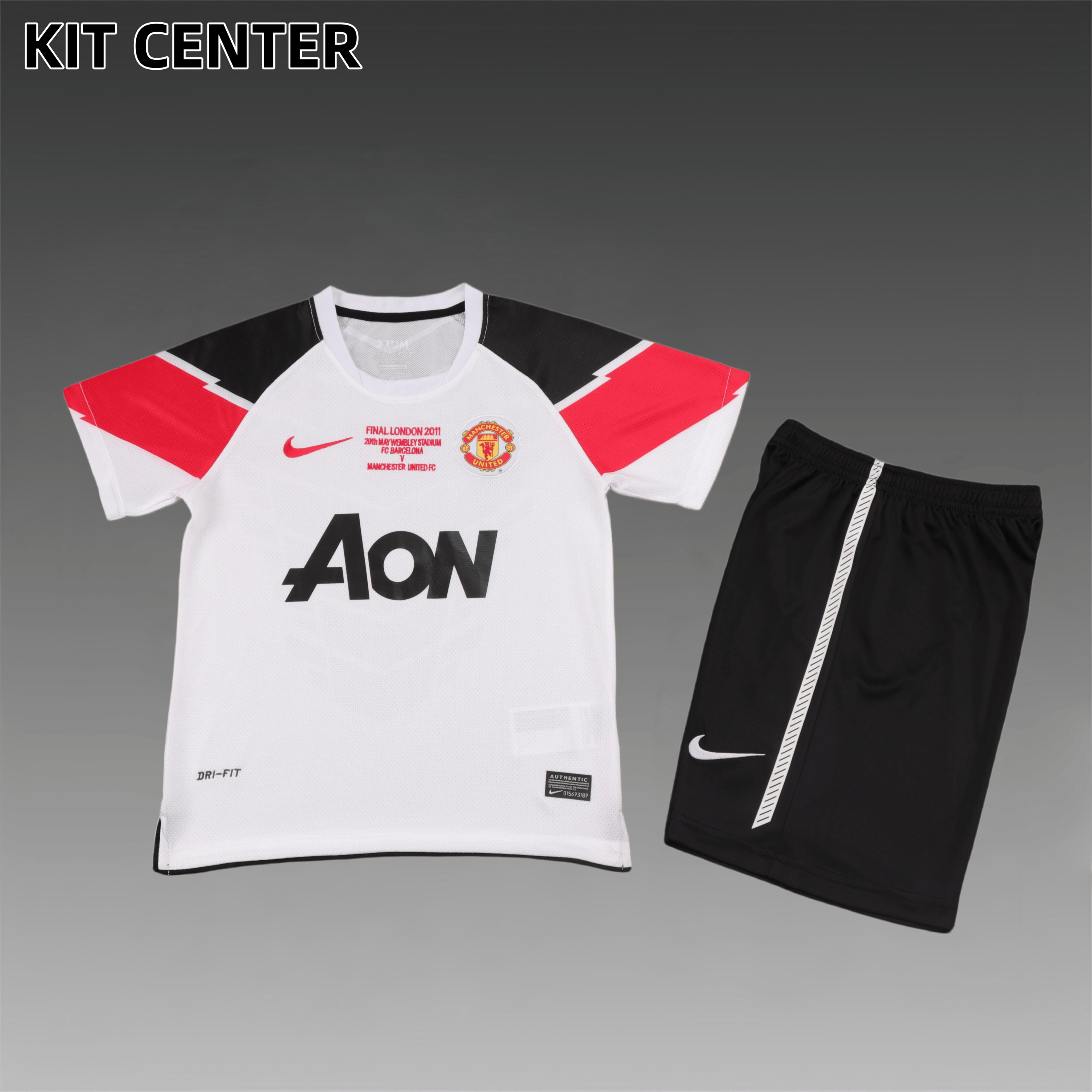 11/12 Manchester United Away Champions League version Retro Football Soccer Kids Kit