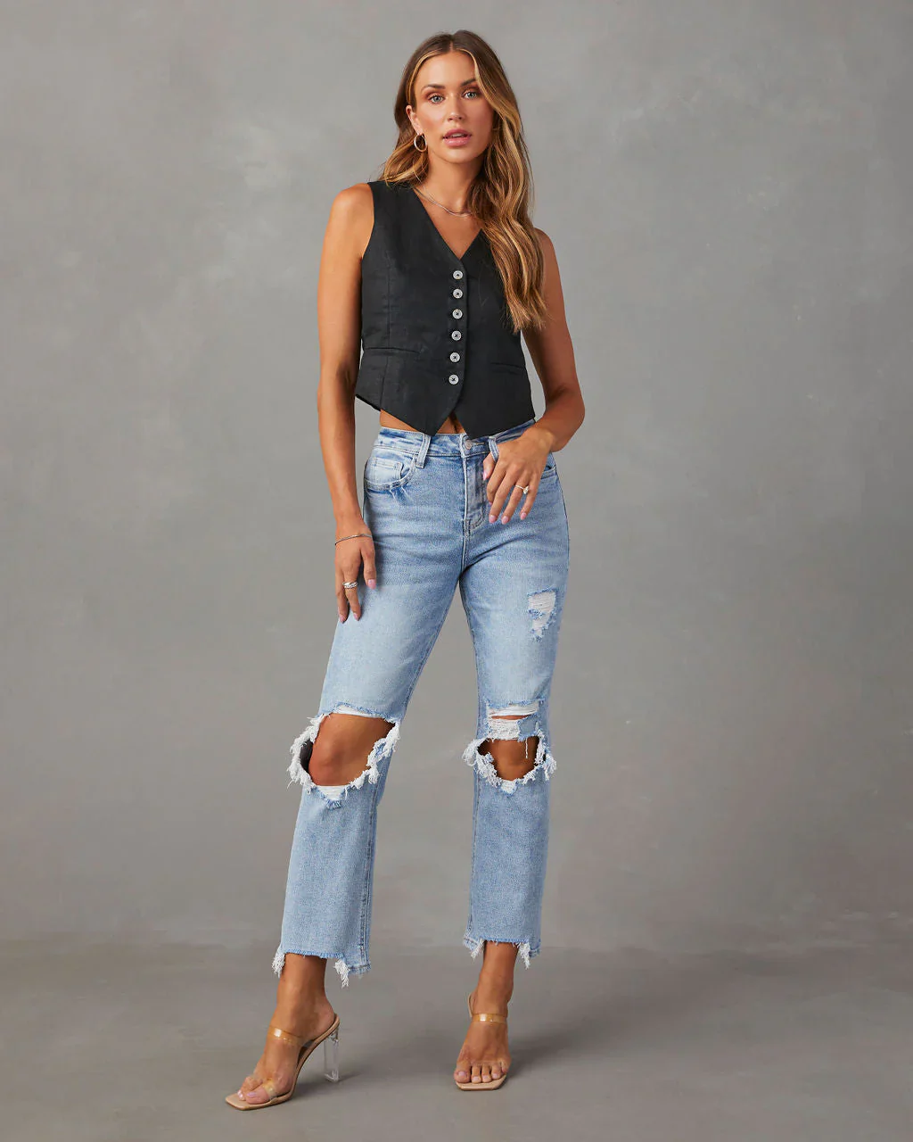 Jolee High Rise Distressed Cropped Jeans