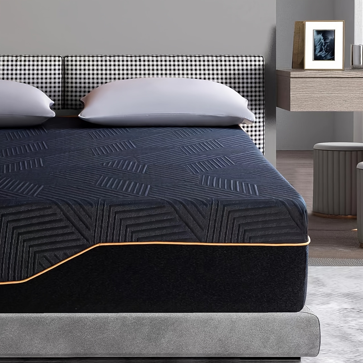 Adjustable memory foam mattress with soft polyester fiber cover - no power required, suitable for bedrooms, hotels, and home use, modern design