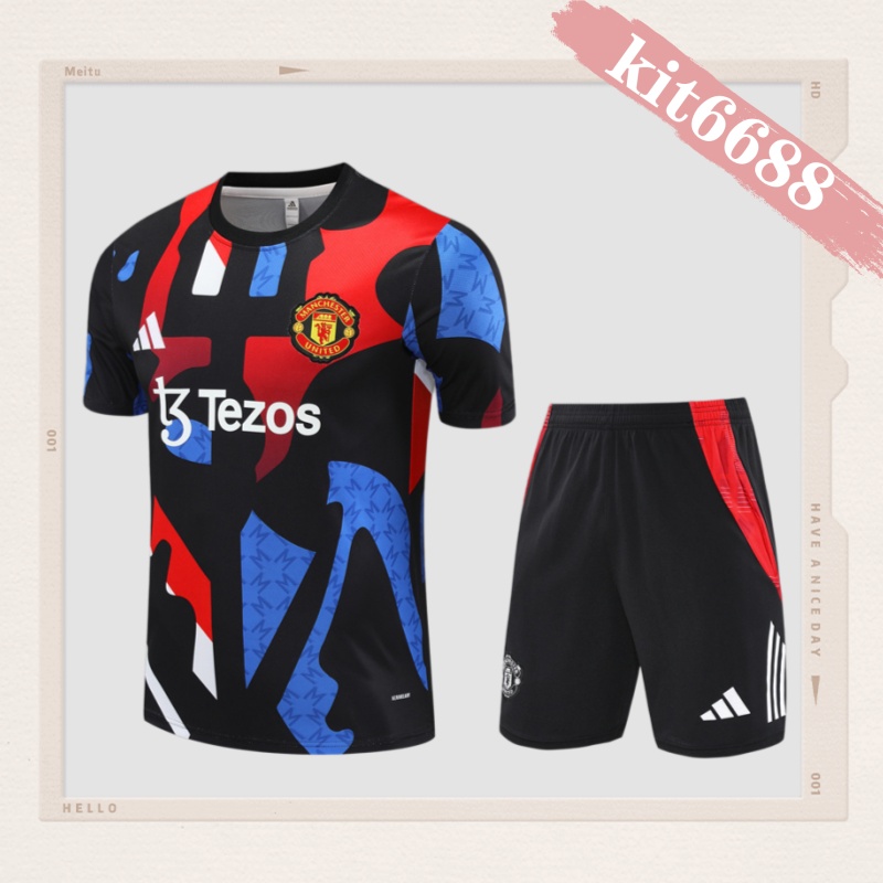 24/25 Manchester United  Black [Camouflage]  Short Sleeve Training Wear ( Adult kit Kids )