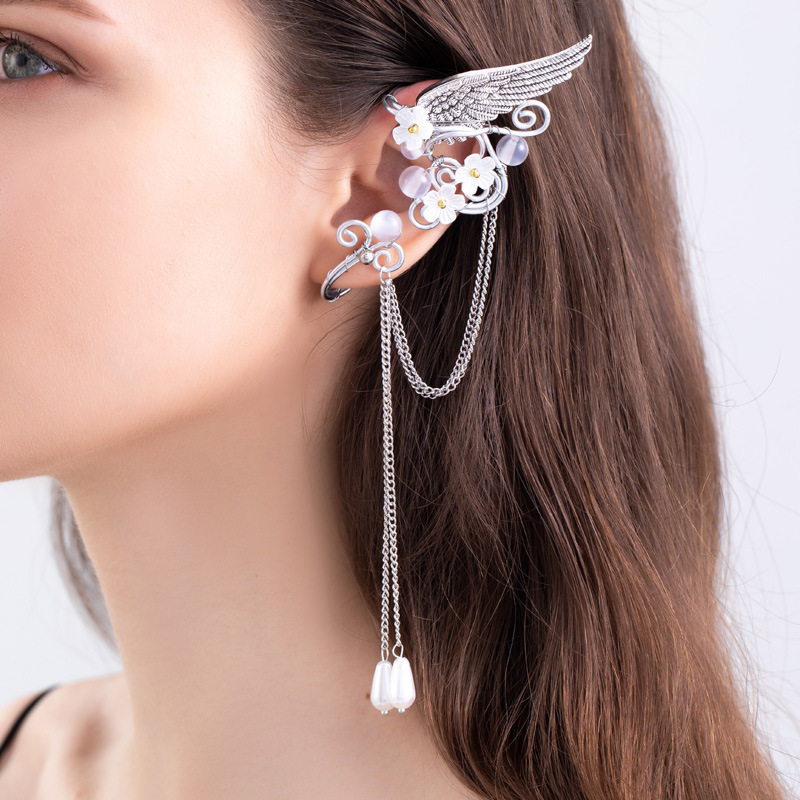 Earclip retro earrings tassel earrings