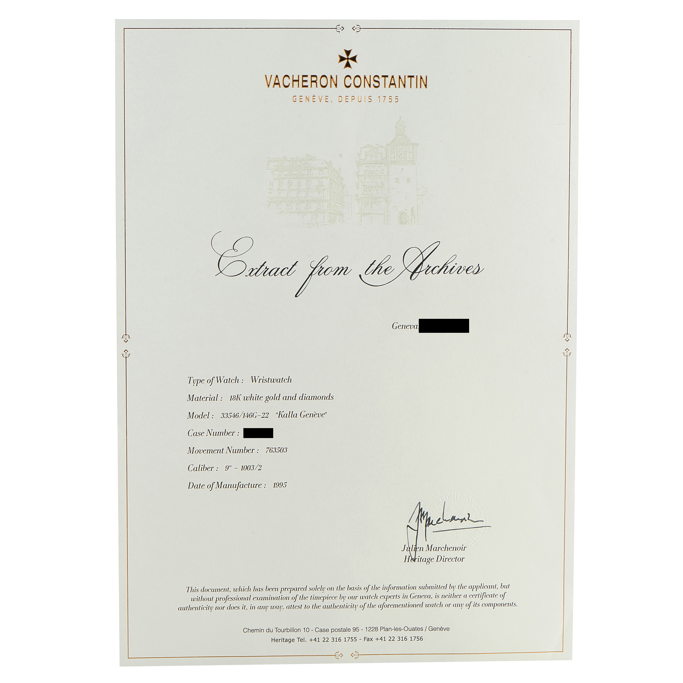 Vacheron ConstantinKalla Geneva Diamond and White Gold Watch Set 10546/146G-22 & 33546/146G-22 10546/146G-22 & 33546/146G-22