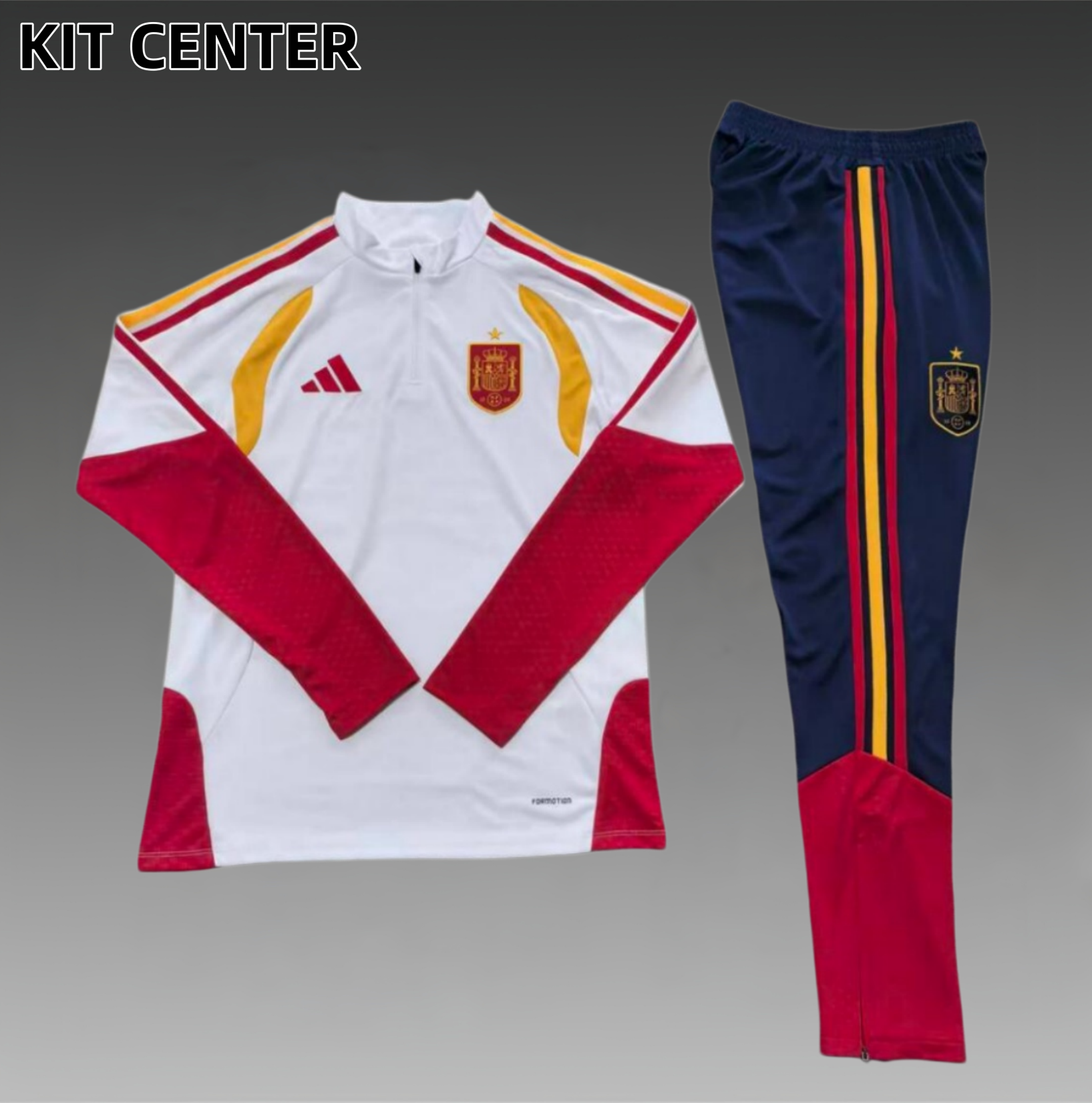 26/27 Spain white Half Zip Training Kit (Adult Kids Kit)