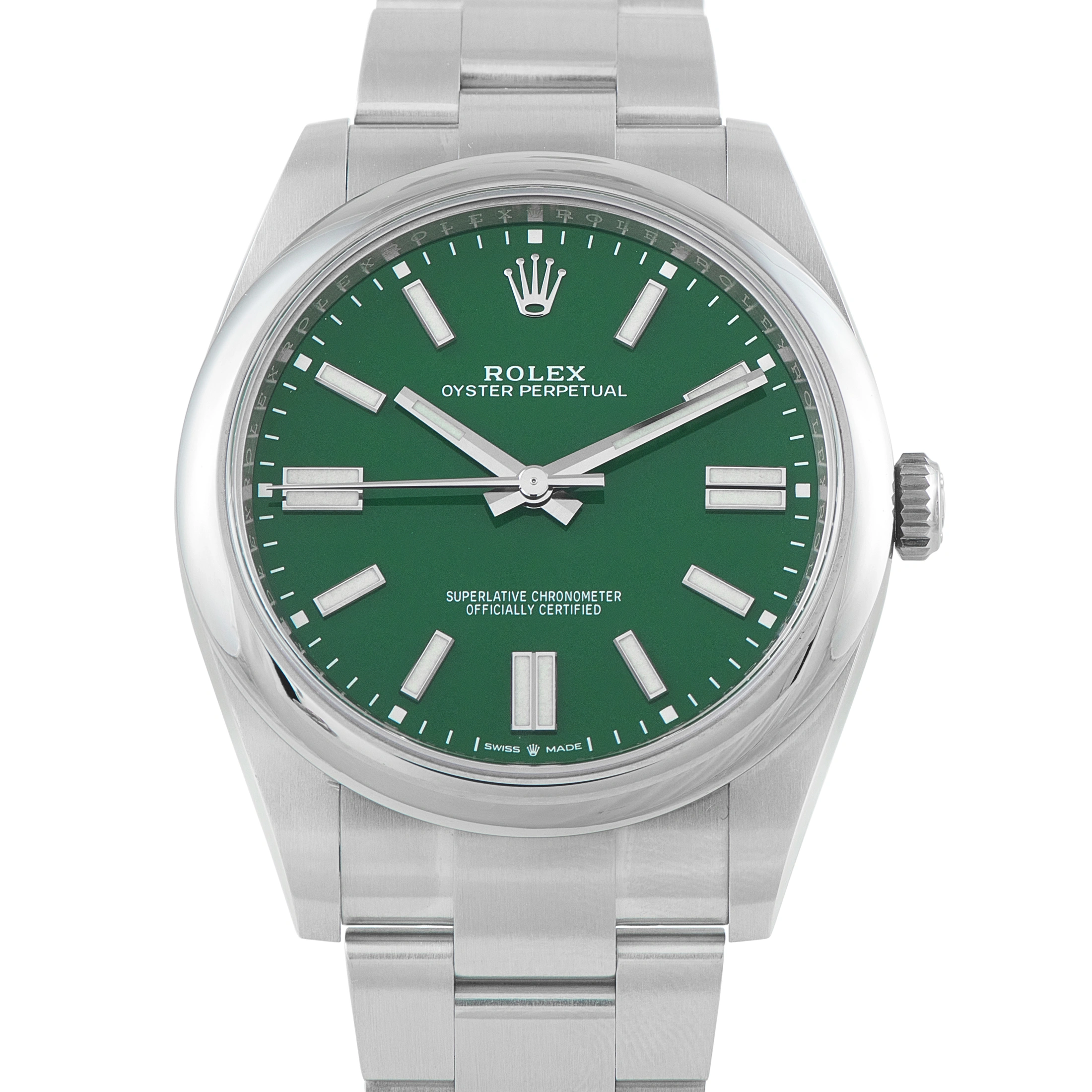 RolexOyster Perpetual 41 Green Dial Steel Watch 124300