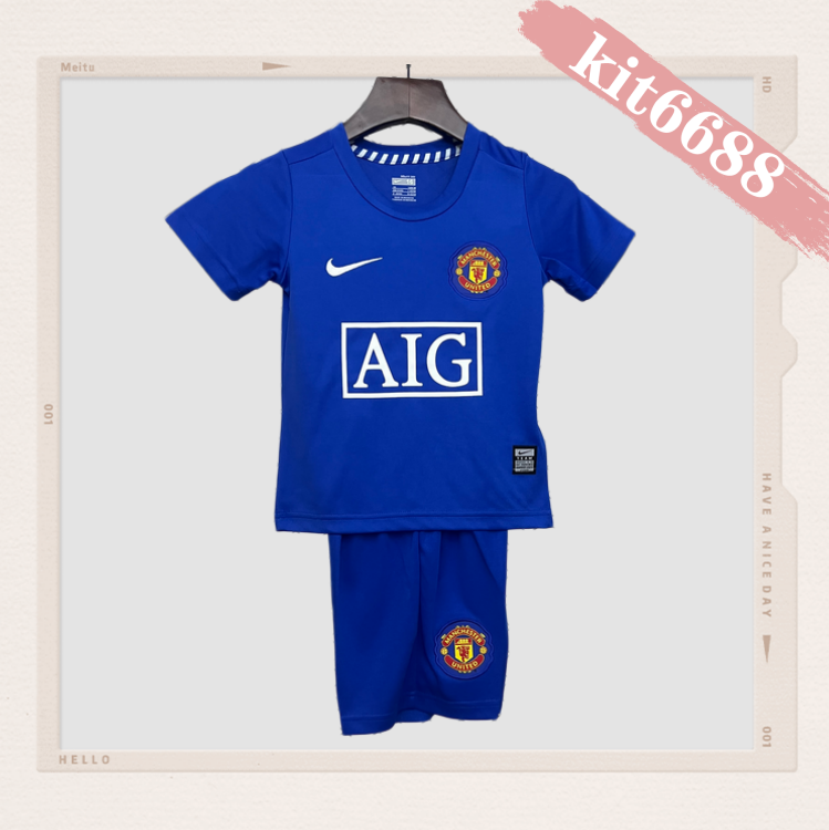 08/09 Manchester United Away Retro Football Soccer Kids Kit