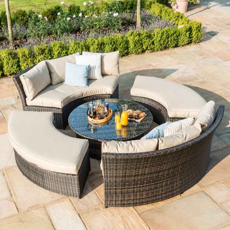 Maze Rattan Garden Furniture Brown Chelsea Lifestyle Sofa Set With Glass Top