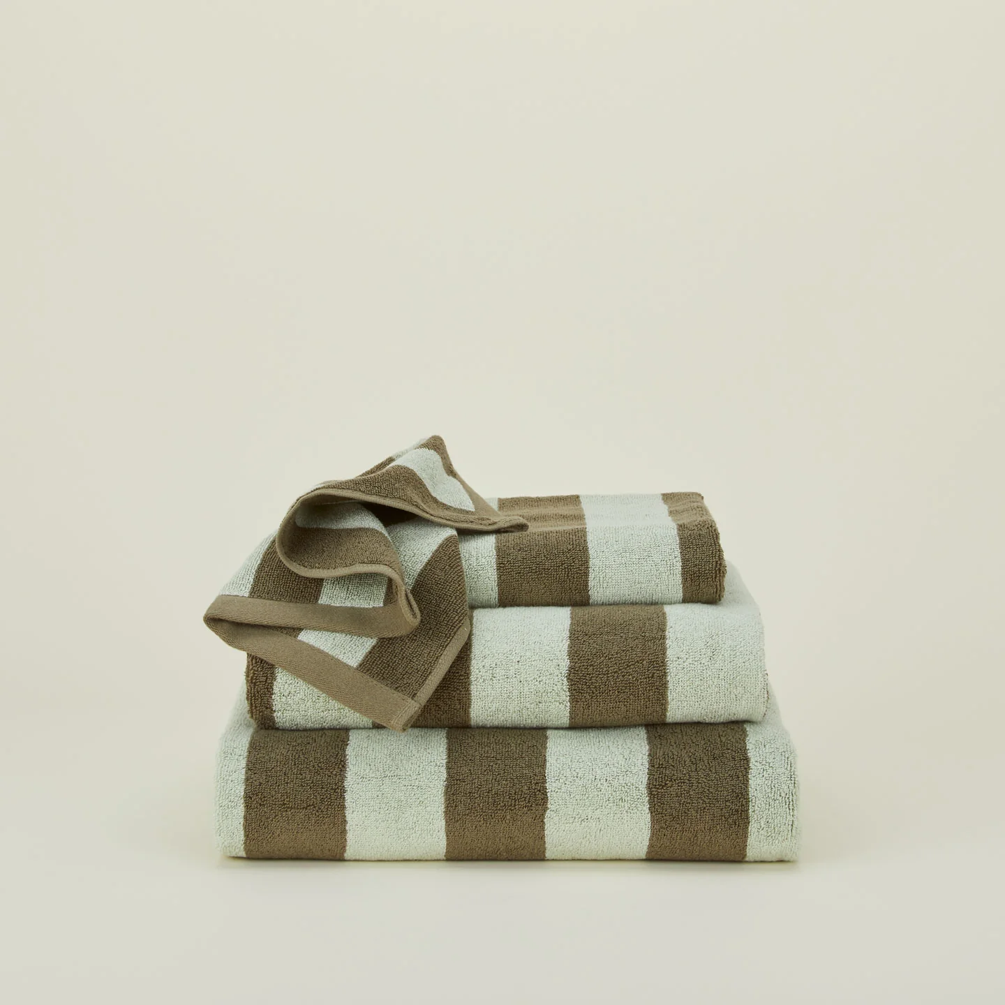 Simple Striped Terry Towel - Sage/Olive